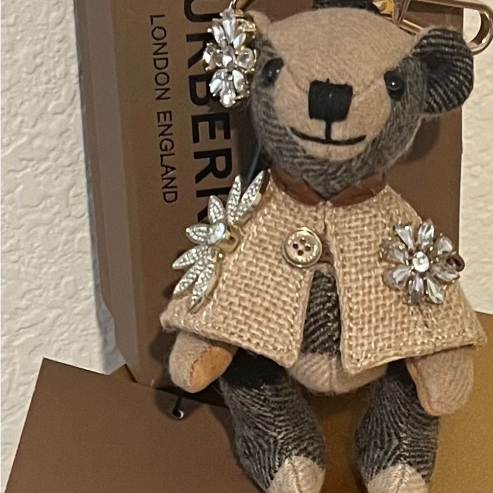 Burberry Floral Embellished Teddy Bear Keychain/Bag Charm